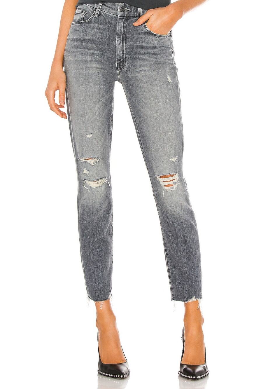 Mother High Waisted Looker Ankle Gray Jeans Distressed Nick Fray Women's Size 32